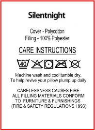 Incorrect example - pillow label missing product code or not readable
