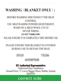 Good example - correct side of wash care label